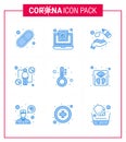 9 Blue viral Virus corona icon pack such as intect, host, virus, coronavirus, wash
