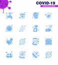 16 Blue viral Virus corona icon pack such as microbe, blood, ilness, bacterium, drop