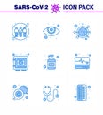 9 Blue viral Virus corona icon pack such as securitybox, protection, virus, medical, microorganism