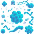 Blue virus cells, bacteria, molecules and DNA on Royalty Free Stock Photo