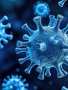 A blue virus is shown in a close up Royalty Free Stock Photo