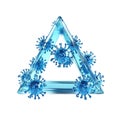 Blue virus in triangle shape on transparent background. 3d rendering Royalty Free Stock Photo