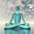 Blue vishuddhi, vishuddha or throat chakra meditation - 3D render