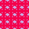 Blue Voice recognition icon isolated seamless pattern on red background. Voice biometric access authentication for