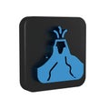 Blue Volcano eruption with lava icon isolated on transparent background. Black square button.