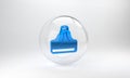 Blue Volcano icon isolated on grey background. Glass circle button. 3D render illustration