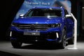 Blue Volkswagen T-Roc car in Geneva International Motor Show GIMS 2019 Royalty Free Stock Photo