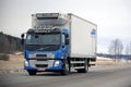 Blue Volvo FE Reefer Truck on the Road