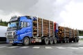 Blue Volvo FH16 700 Timber Truck with Log Trailer