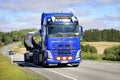 Blue Volvo FH Truck Cassette Trailer on Road