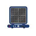 Blue waffle iron icon isolated on background.