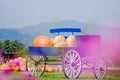 Blue wagon full of pumpkins Royalty Free Stock Photo