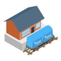 Blue wagon icon, isometric style