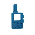 Blue Walkie talkie icon isolated on transparent background. Portable radio transmitter icon. Radio transceiver sign. Royalty Free Stock Photo