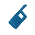 Blue Walkie talkie icon isolated on transparent background. Portable radio transmitter icon. Radio transceiver sign.