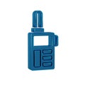 Blue Walkie talkie icon isolated on transparent background. Portable radio transmitter icon. Radio transceiver sign. Royalty Free Stock Photo