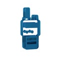 Blue Walkie talkie icon isolated on transparent background. Portable radio transmitter icon. Radio transceiver sign. Royalty Free Stock Photo