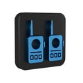 Blue Walkie talkie icon isolated on transparent background. Portable radio transmitter icon. Radio transceiver sign Royalty Free Stock Photo