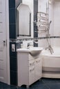 Blue wall clear bathroom style Royalty Free Stock Photo