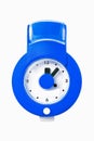 Blue wall clock isolated on white Royalty Free Stock Photo