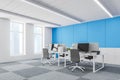 Blue wall contracted office corner Royalty Free Stock Photo