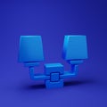 Blue Wall lamp or sconce icon isolated on blue background. Wall lamp light. Minimalism concept. 3D render illustration Royalty Free Stock Photo