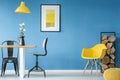 Blue wall in room Royalty Free Stock Photo