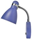 Blue Wall Sconce Bed Gooseneck Lamp, Modern Surface-Mounted Home Light Fixture, Large Detailed Isolated Closeup Studio Shot Detail