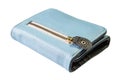 Blue wallet on white background