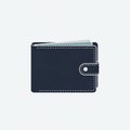 Blue wallet with white stitching, featuring a buttoned strap closure on Royalty Free Stock Photo
