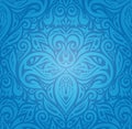 Blue wallpaper background design with decorative flowers Royalty Free Stock Photo