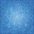 Blue wallpaper background design with decorative flowers Royalty Free Stock Photo