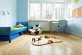 Blue walls in boy's room Royalty Free Stock Photo