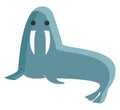 A blue walrus, vector or color illustration