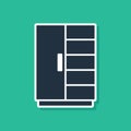 Blue Wardrobe icon isolated on green background. Vector