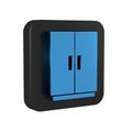 Blue Wardrobe icon isolated on transparent background. Black square button.