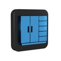 Blue Wardrobe icon isolated on transparent background. Black square button.