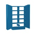 Blue Wardrobe icon isolated on transparent background. Cupboard sign.