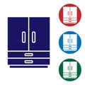 Blue Wardrobe icon isolated on white background. Set icons in color square buttons. Vector Royalty Free Stock Photo