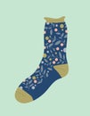 Blue warm sock vector concept
