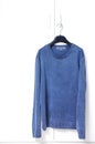 Blue Warm Sweater Hang on White Closet Door