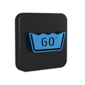 Blue Washing under 60 degrees celsius icon isolated on transparent background. Temperature wash. Black square button.