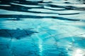 Blue water background. Abstract summer sea pattern. Pool water surface or wave texture. Royalty Free Stock Photo