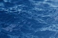 Blue water background with ripples, sea, ocean wave low angle view. Close-up Nature background. Soft focus with Royalty Free Stock Photo