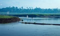 blue water with blue sky and a small fisherman's hut Royalty Free Stock Photo