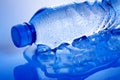 Blue water bottle on ice Royalty Free Stock Photo