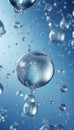 A blue water bubble against a backdrop of sea blue Generative AI Royalty Free Stock Photo