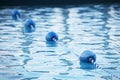 Blue water buoys in pool Royalty Free Stock Photo