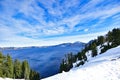 Blue Water Crater Lake with snow and cloud Royalty Free Stock Photo