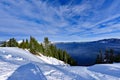 Blue Water Crater Lake with snow and cloud Royalty Free Stock Photo